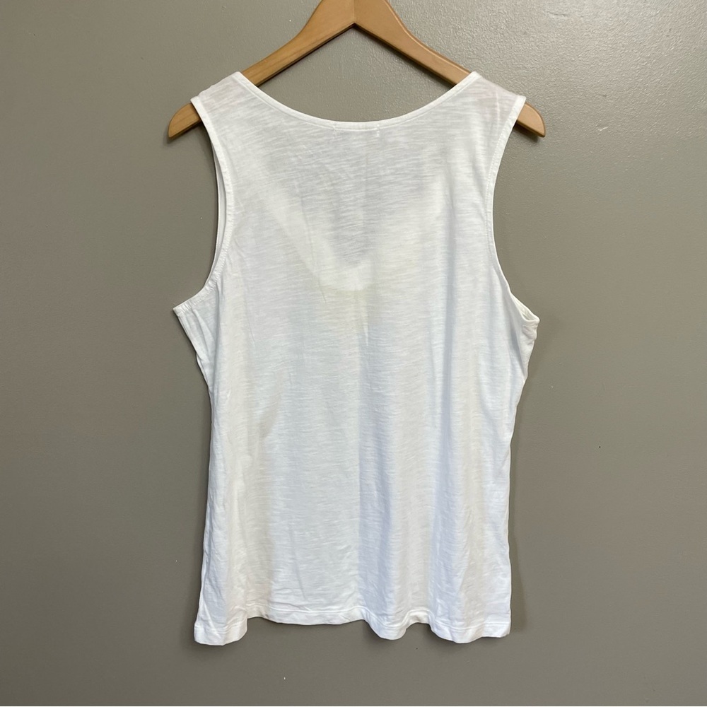 Banana Republic Cotton White yellow Embroidered Tank Top Size Large - Picture 3 of 8